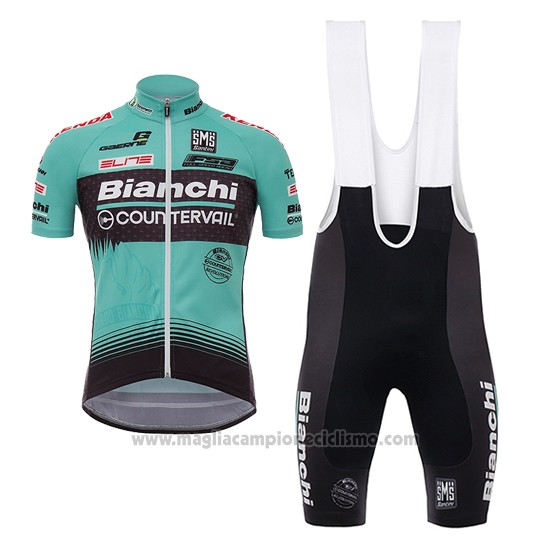 2017 Abbigliamento Ciclismo Bianchi Countervail Verde Manica Corta e Salopette